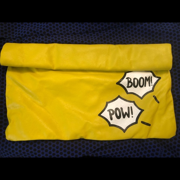 love, cortnie Handbags - 🧨’POW!’ ‘BOOM!’ Yellow Leather Roll Down Clutch